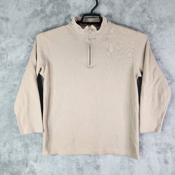 Mens Taupe Sun River Pullover Sweater 1/4 Zip Long Sleeve 100% Cotton Size L - Picture 2 of 11